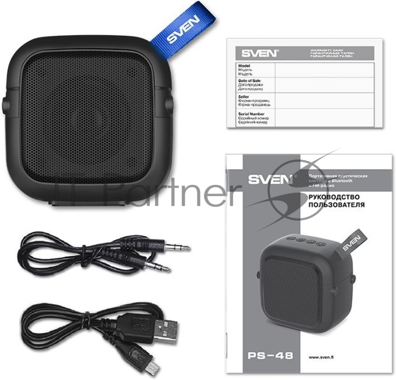 Колонка порт. Sven АС PS -48 черный 5W 1.0 BT 10м 500mAh