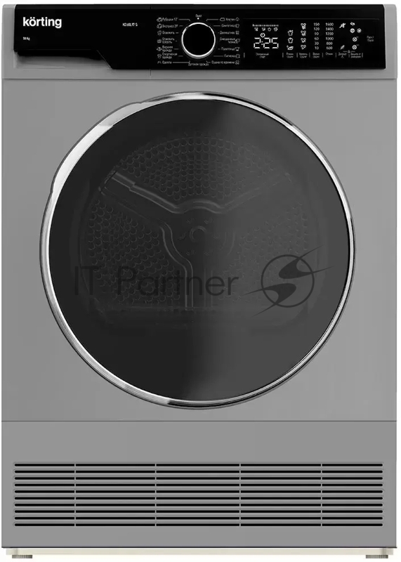 Сушильная машина KORTING KD 60L97 S, ГЛУБИНА 64 см,загрузка 10 кг, сенсорное управление в поворотным JOG регулятором, барабан PEARL, Цифровой дисплей с отображением времени до окончания программы, 15 программ, отложенный старт до 24-х часов, Контрол