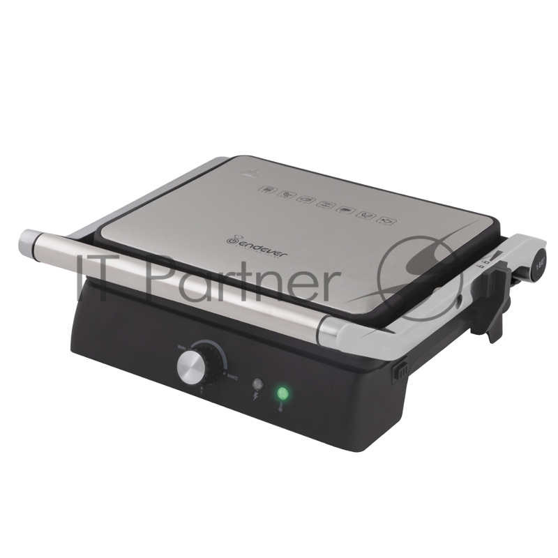 Электрический пресс-гриль ENDEVER Grillmaster 225, серебристый/черный, 2300 Вт, терморегулятор, размер пов-ти 28х17 см, 2 шт/уп