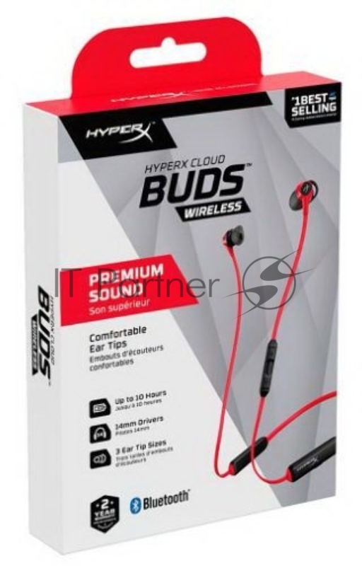 Гарнитура вкладыши HyperX Cloud Buds красный/черный беспроводные bluetooth шейный обод (HEBBXX-MC-RD/G)