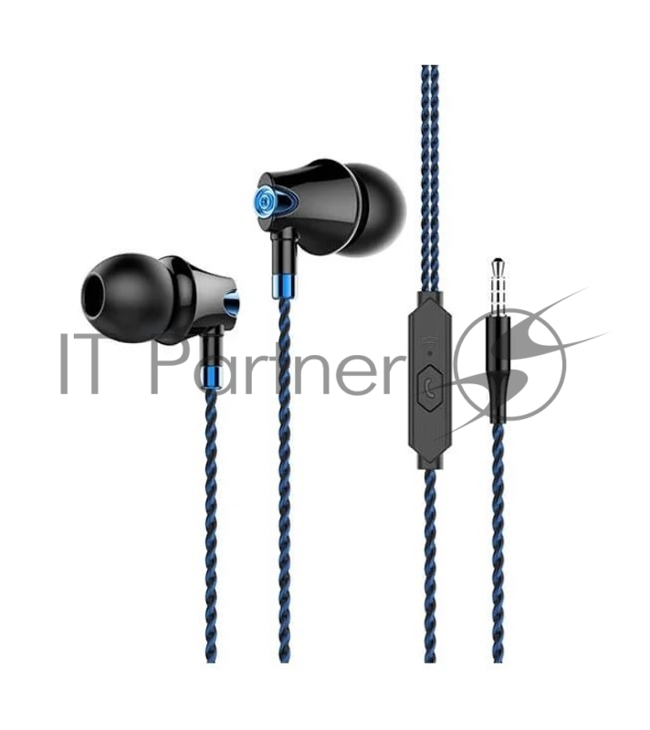 Наушники вакуумные AUX разъём с МК без рег.громкости длина 1.1м More Choice G26 (Blue)