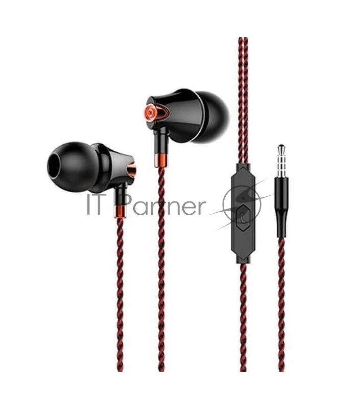 Наушники вакуумные AUX разъём с МК без рег.громкости длина 1.1м More Choice G26 (Red)