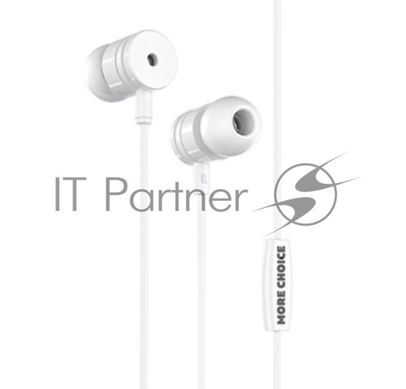 Наушники вакуумные AUX разъём с МК без рег.громкости длина 1.2м More Choice G22 (White)