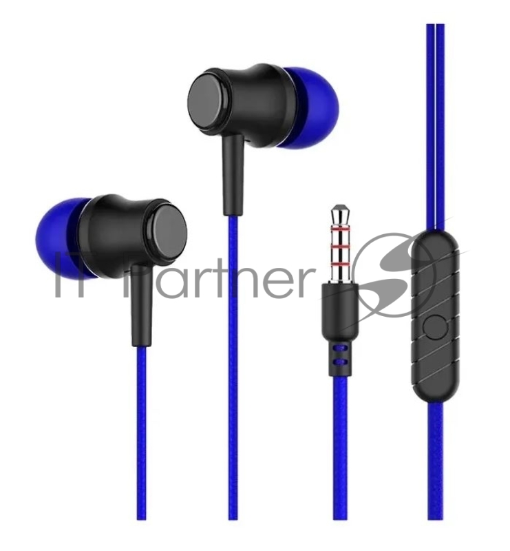 Наушники вакуумные AUX разъём с МК без рег.громкости длина 1.2м More Choice G36 (Dark Blue)