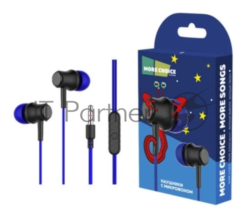 Наушники вакуумные AUX разъём с МК без рег.громкости длина 1.2м More Choice G36 (Dark Blue)