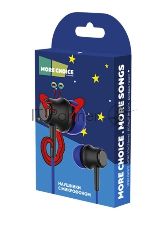 Наушники вакуумные AUX разъём с МК без рег.громкости длина 1.2м More Choice G36 (Dark Blue)