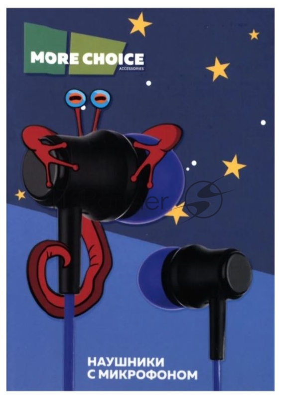 Наушники вакуумные AUX разъём с МК без рег.громкости длина 1.2м More Choice G36 (Dark Blue)