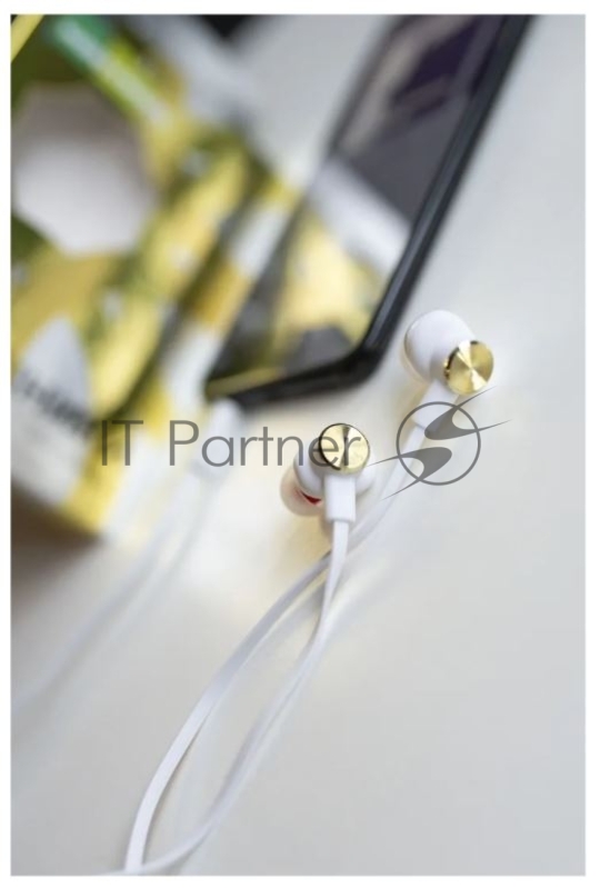 Наушники вакуумные AUX разъём с МК без рег.громкости длина 1.2м More choice P42 (White Gold)