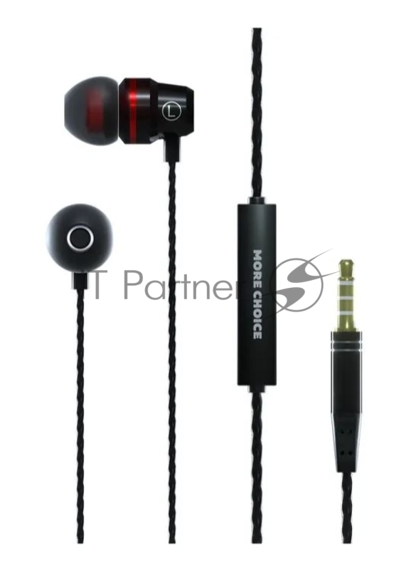 Наушники вакуумные AUX разъём с МК и рег.громкости длина 1.2м More Choice P71 (Black)