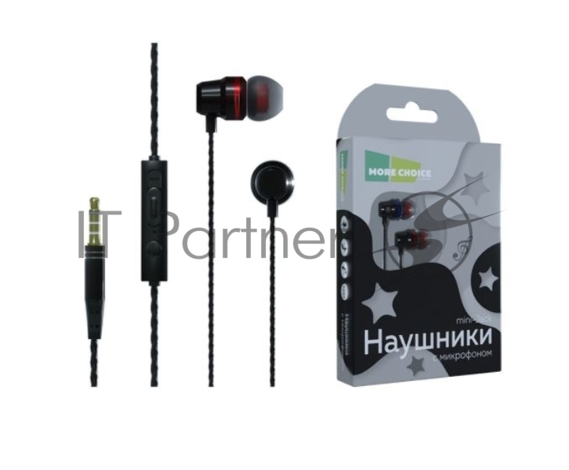 Наушники вакуумные AUX разъём с МК и рег.громкости длина 1.2м More Choice P71 (Black)
