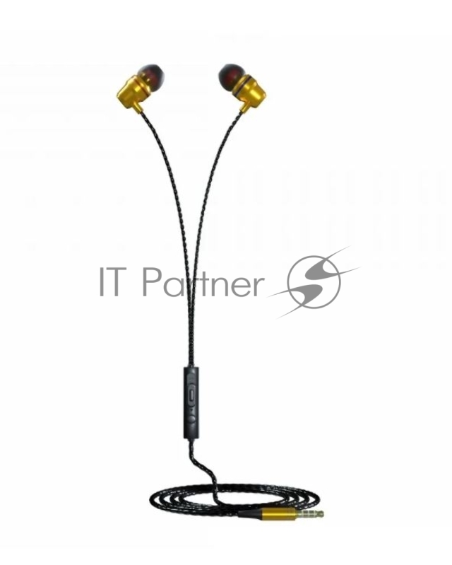Наушники вакуумные AUX разъём с МК и рег.громкости длина 1.2м More Choice P71 (Gold)