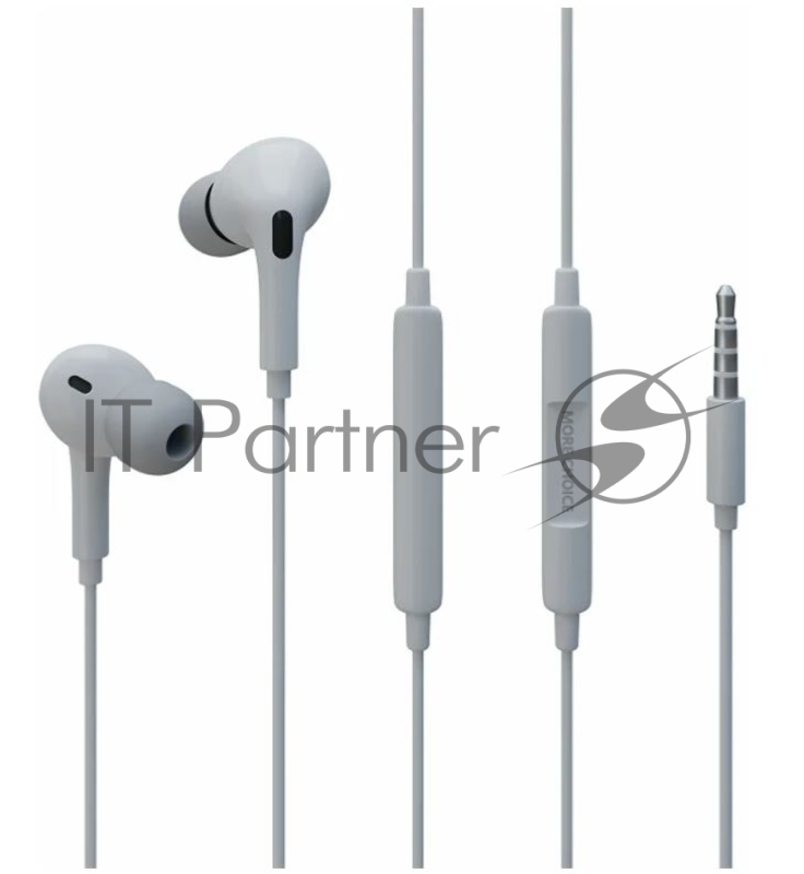 Наушники вакуумные Smart AUX разъём с МК c рег.громкости длина 1.2м More choice G31S (White)