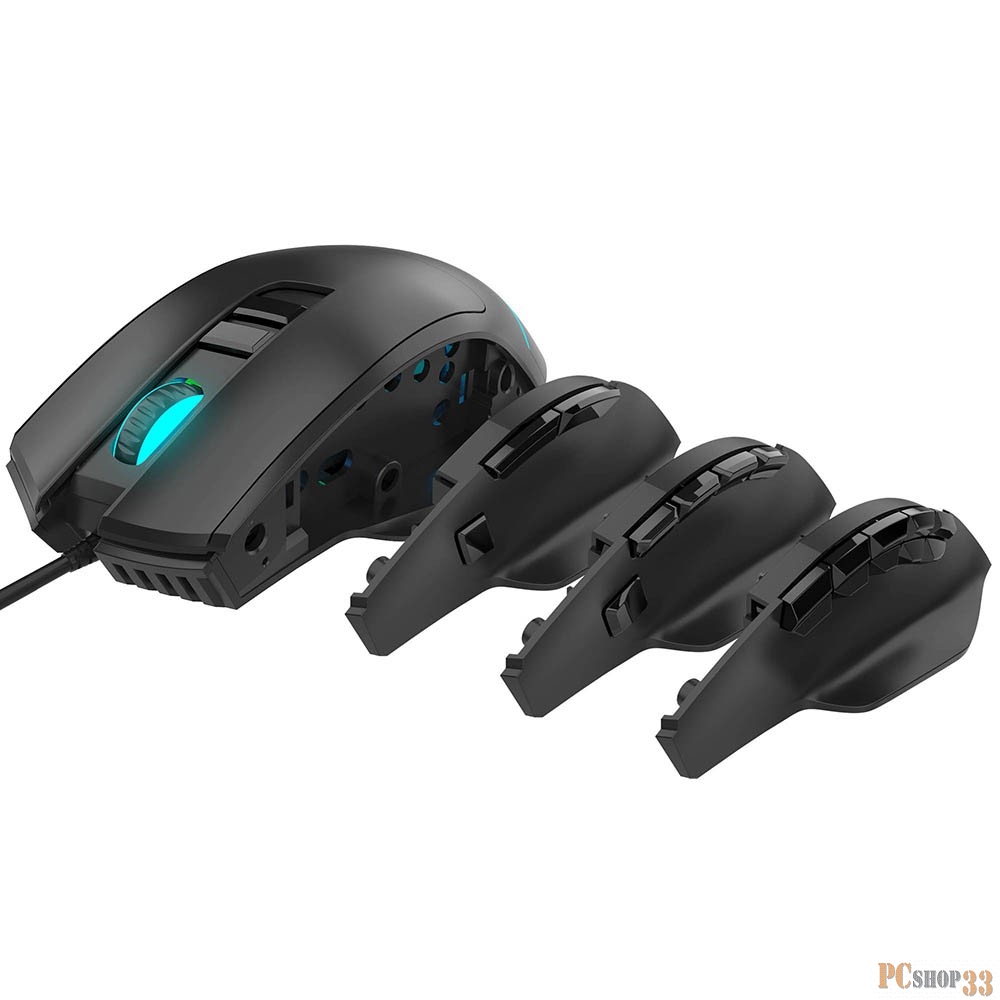 Мышь HIPER Quantum QM-1, игровая, оптическая, проводная, USB, черный