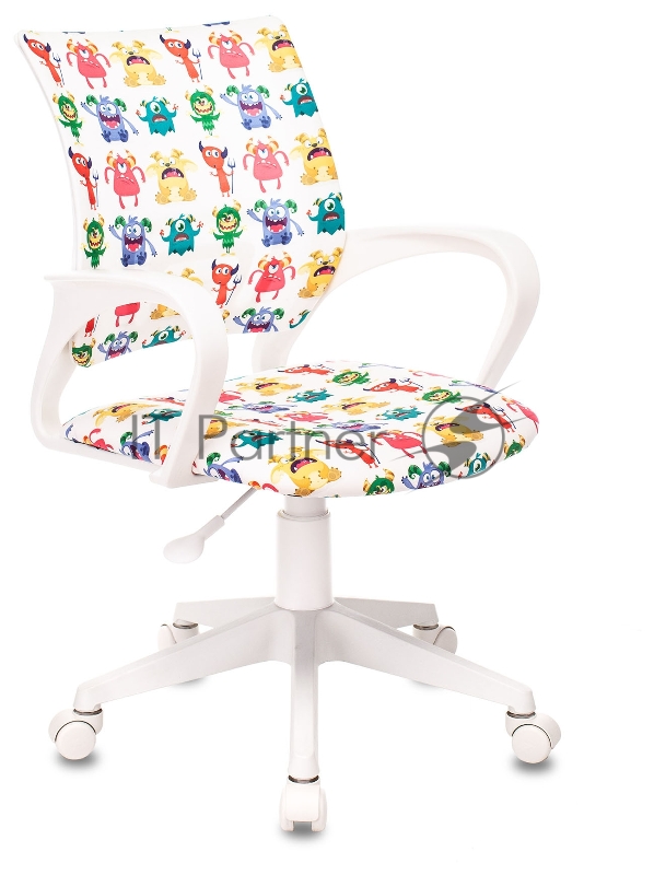 Кресло детское Бюрократ BUROKIDS 1 W белый монстры крестовина пластик пластик белый