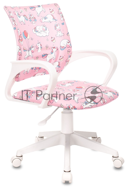 Кресло детское Бюрократ BUROKIDS 1 W розовый единороги крестовина пластик пластик белый