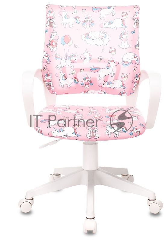 Кресло детское Бюрократ BUROKIDS 1 W розовый единороги крестовина пластик пластик белый