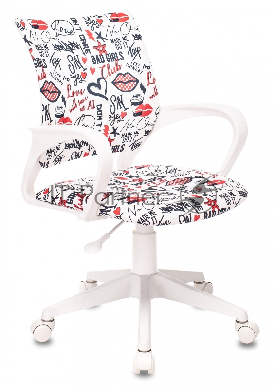 Кресло детское Бюрократ KD-W4 мультиколор красные губы крестовина пластик пластик белый