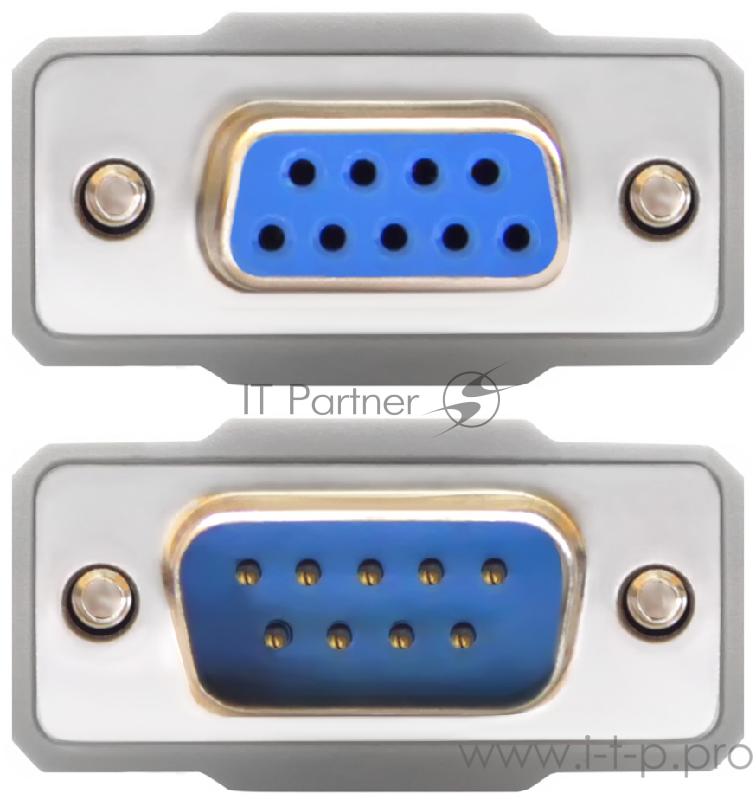 Кабель Greenconnect Кабель удлинитель 10m COM RS-232 порта (GCR- DB9CM2F-10m) 9M AM / 9F AF, пакет/коробка