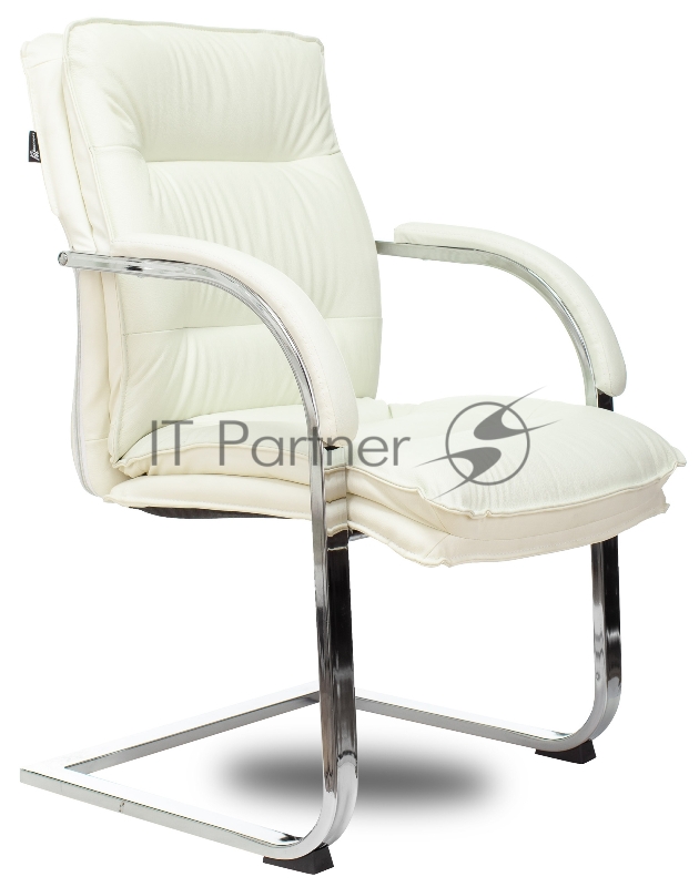 Кресло Бюрократ T-9927SL-LOW-V слоновая кость кожа низк.спин. полозья металл хром