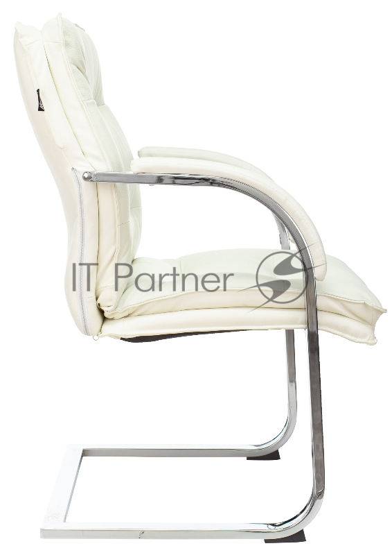 Кресло Бюрократ T-9927SL-LOW-V слоновая кость кожа низк.спин. полозья металл хром