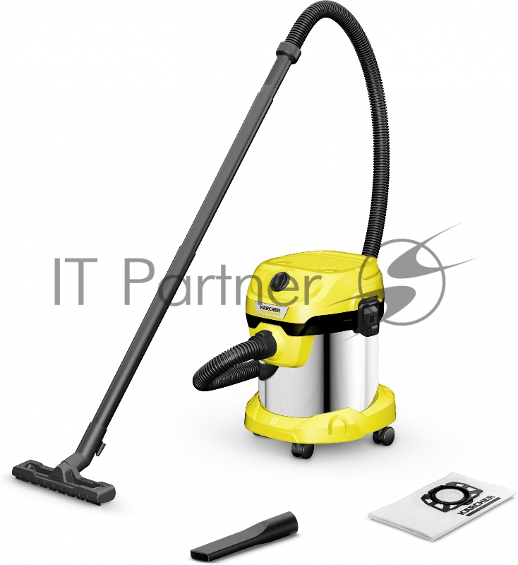 Строительный пылесос Karcher WD 2 Plus S V-15/4/18 1000Вт (уборка: сухая/сбор воды) желтый