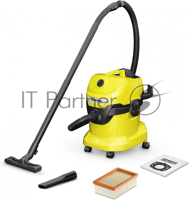Строительный пылесос Karcher WD 4 V-20/5/22 1000Вт (уборка: сухая/сбор воды) желтый