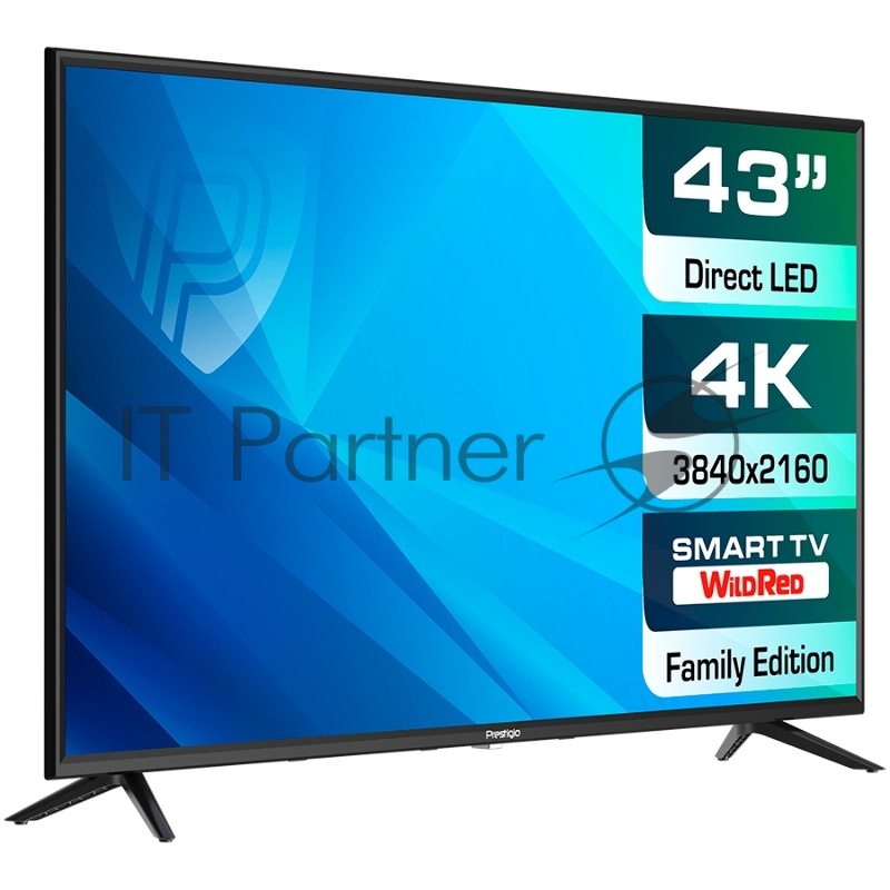 Телевизор Prestigio 43 PTV43SS06Y_CIS_BK(1920x1080) TFT LED, 250cd/m2, USB, HDMI, VGA, RCA, CI slot, Optical, Multimedia player, Smart 1+8Gb, DVB-T2/T/C/S2, 75W, MT6681, smart TV(1+8Gb) 2x8W speaker, black