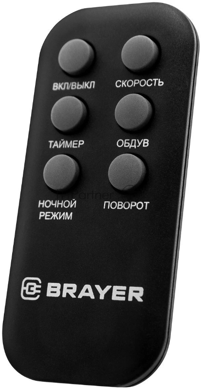 Колонный вентилятор BRAYER BR4958BK, механ.упр.,пульт ДУ,вращение90°,мощ-ть50Вт,защи от перегрева