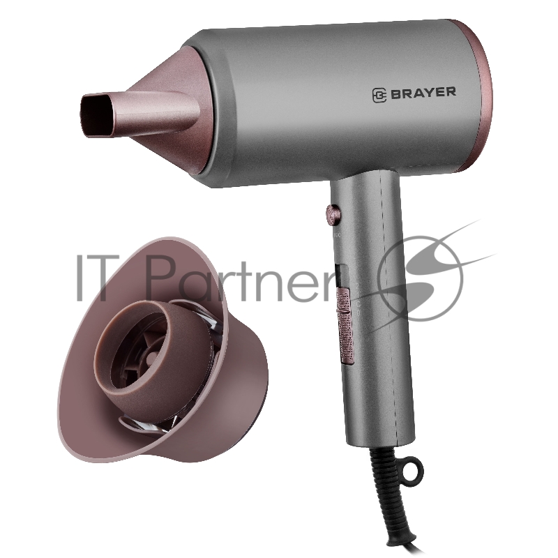 Фен BRAYER BR3022, 1800 Вт, 2 cкор, торнадо 360, узкий конц., турборежим. 1,8 м