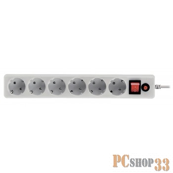 сбр CBR Сетевой фильтр CSF 2600-1.8 6 розеток, 1.8 метра, White PC (пакет)