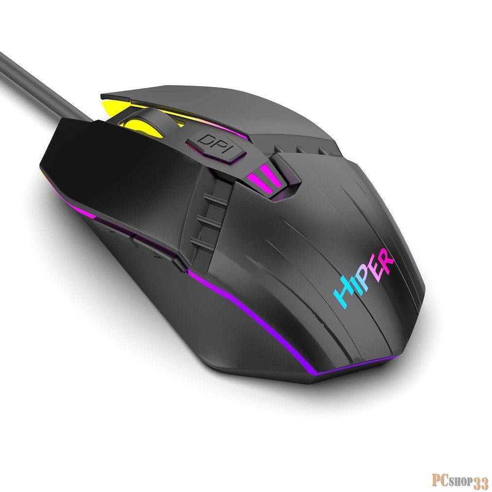 Мышь Gaming Mouse HIPER MX-R100 Black (6D, 3600DPI, 1.5m cable, USB)