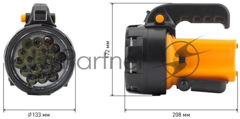 Фонарь аккумуляторный PA 602 желтый лам.:светодиод.