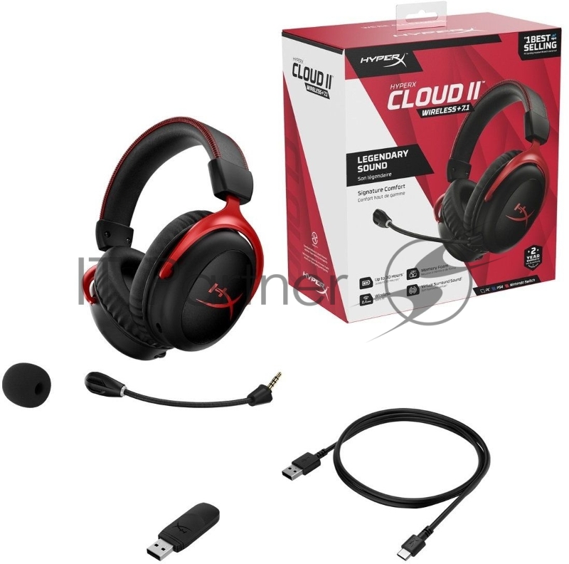 Наушники с микрофоном HyperX Cloud II черный/красный накладные Radio оголовье (4P5K4AA)