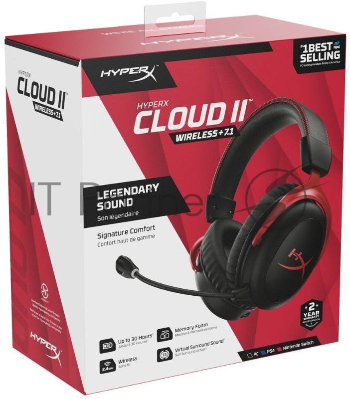 Наушники с микрофоном HyperX Cloud II черный/красный накладные Radio оголовье (4P5K4AA)