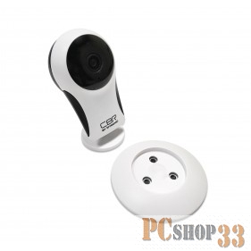 Цифровая камера IP-камера CBR HomePro 1, 1280x720, Wi-FI, угол обзора 180°, датчик движения, режим тревоги, ночной режим, динамик, микрофон, запись на SD-карту, ABS-пластик, цвет белый, HomePro 1