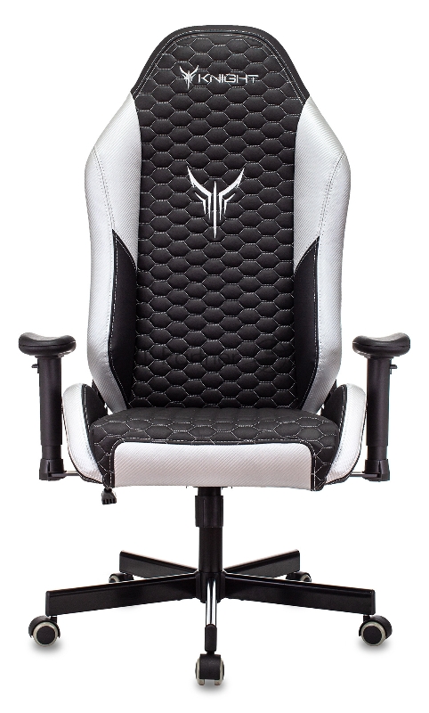 Кресло игровое Knight Neon черный/серебряный соты эко.кожа с подголов. крестовина металл