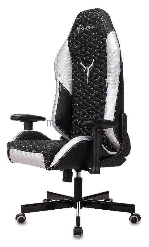 Кресло игровое Knight Neon черный/серебряный соты эко.кожа с подголов. крестовина металл