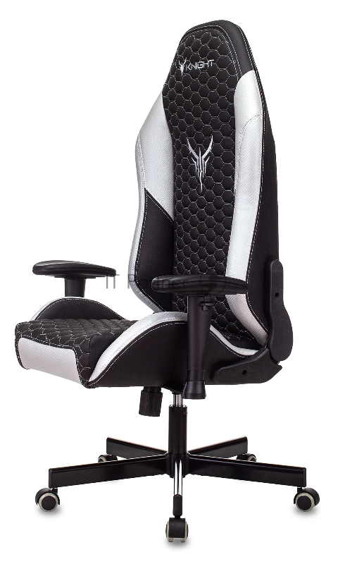 Кресло игровое Knight Neon черный/серебряный соты эко.кожа с подголов. крестовина металл
