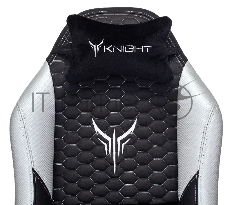 Кресло игровое Knight Neon черный/серебряный соты эко.кожа с подголов. крестовина металл