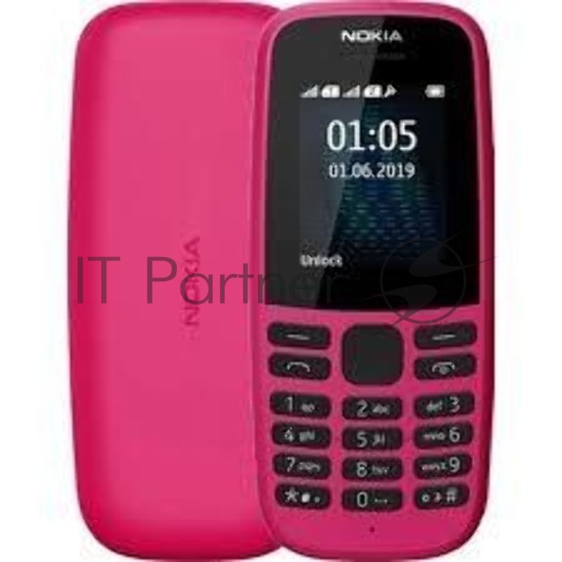 Телефон сотовый Nokia 105 DS TA-1174 Pink, 1.77 160x120, 4MB RAM, 4MB, 2 Sim, Micro-USB, 800mAh, S30+, 73,02 г, 119 ммx49,2 ммx14,4 мм