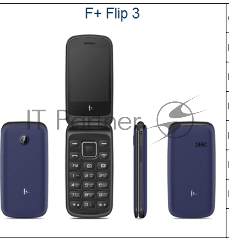 Мобильный телефон Fly f+ Flip3 Blue, 2.8 240х320, 32MB RAM, 32MB, up to 32GB flash, 0,3Mpix, 2 Sim, BT v3.0, Micro-USB, 1000mAh, 115g, 106,5 ммx55,5 ммx15,5 мм