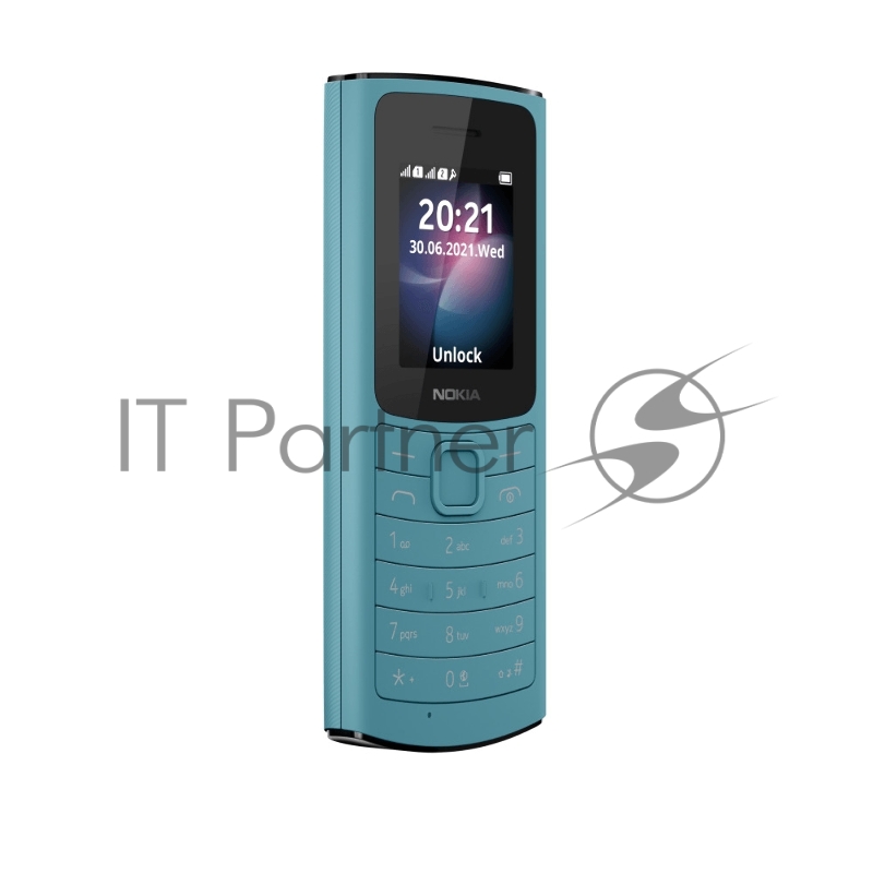Сотовый телефон Nokia 110 DS TA-1386 4G AQUA, 1.8, 1 Core, 128MB + 48MB (ROM/RAM), 2 Sim, LTE + GSM/GPRS/WCDMA, Micro-USB, 1020mAh, 104,7g, 121x50x14,5