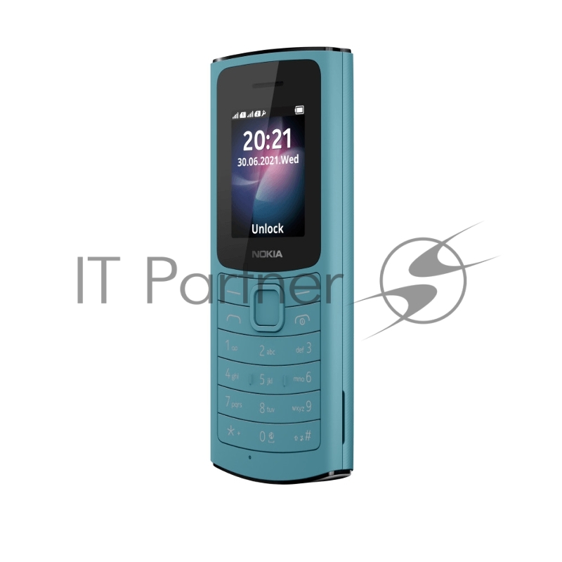 Сотовый телефон Nokia 110 DS TA-1386 4G AQUA, 1.8, 1 Core, 128MB + 48MB (ROM/RAM), 2 Sim, LTE + GSM/GPRS/WCDMA, Micro-USB, 1020mAh, 104,7g, 121x50x14,5