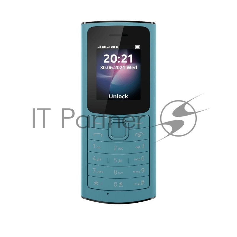 Сотовый телефон Nokia 110 DS TA-1386 4G AQUA, 1.8, 1 Core, 128MB + 48MB (ROM/RAM), 2 Sim, LTE + GSM/GPRS/WCDMA, Micro-USB, 1020mAh, 104,7g, 121x50x14,5