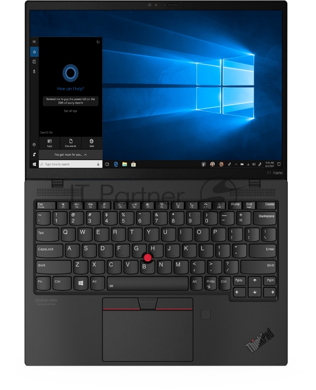 Ноутбук ThinkPad X1 Nano Gen 1 13 2K (2160x1350) IPS AG 450N, i7-1160G7 2.1G, 16GB LP4X 4266, 512GB SSD M.2, Intel Iris Xe, WiFi 6, BT, 4G-LTE, FPR, IR Cam, 6cell 48Wh, 65W USB-C, Win 10 Pro, 3Y PS, 0.9kg