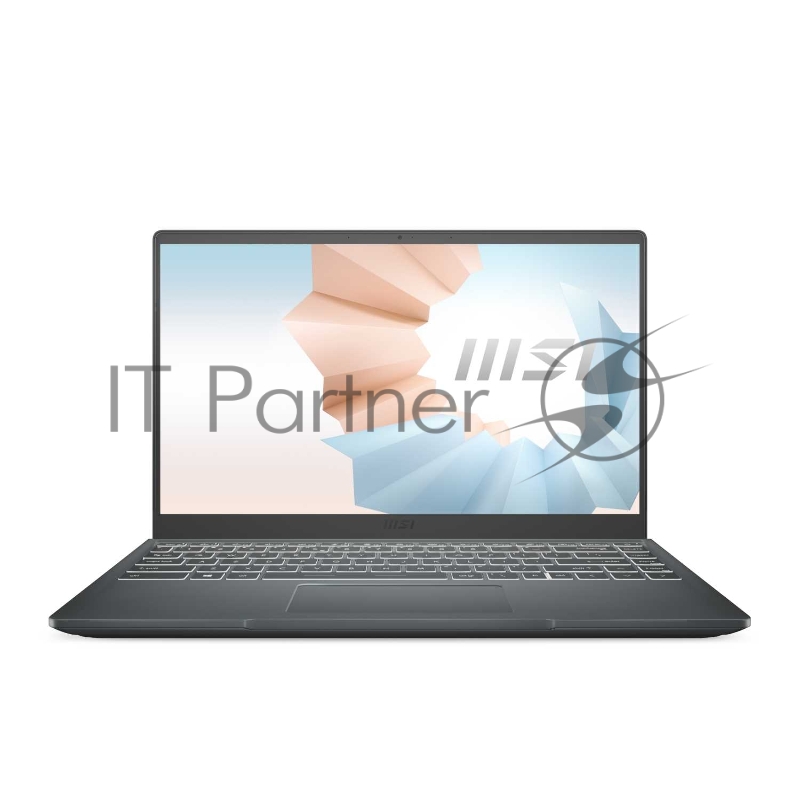 Ноутбук MSI Modern 14 B11MOU-863RU Core i7 1195G7 8Gb SSD512Gb Intel Iris Xe graphics 14 IPS FHD (1920x1080) Windows 10 dk.grey WiFi BT Cam