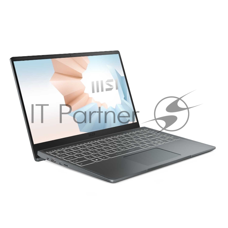 Ноутбук MSI Modern 14 B11MOU-863RU Core i7 1195G7 8Gb SSD512Gb Intel Iris Xe graphics 14 IPS FHD (1920x1080) Windows 10 dk.grey WiFi BT Cam