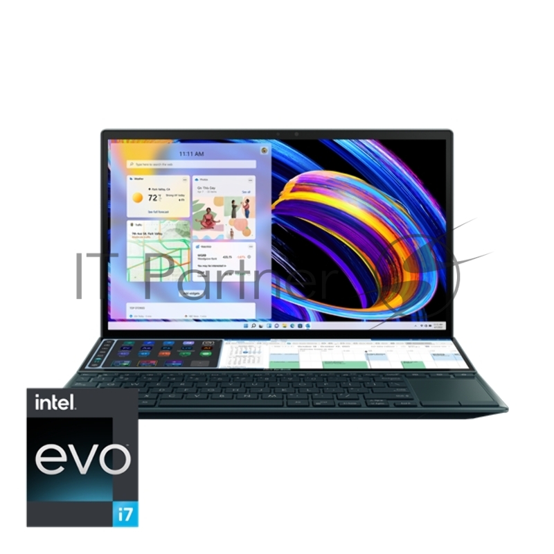 Ноутбук ASUS UX482EA-HY219T Evo Touch +Sleeve+Stand+Stylus 14 (1920x1080 (матовый) IPS)/Touch/Intel Core i7 1165G7(2.8Ghz)/16384Mb/512PCIS Iris Xe Graphics/Cam/BT/WiFi/1.57kg/Ce Blue/W10 + ScreenPad Plus