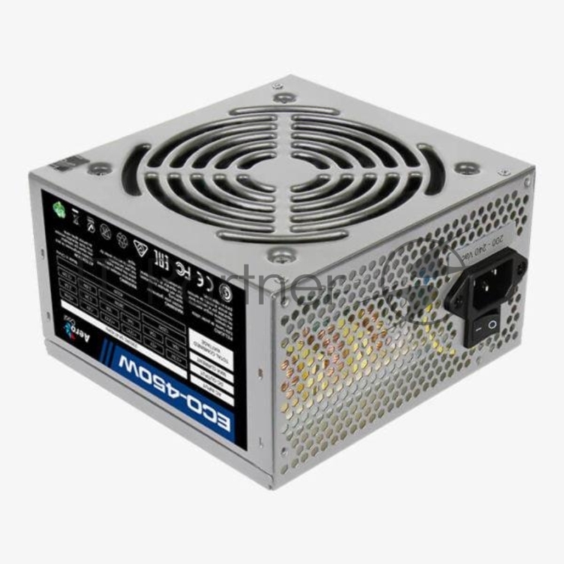 Блок питания Aerocool 450W Retail ECO-450W ATX v2.3 Haswell, fan 12cm, 400mm cable, power cord, 20+4P, 12V 4P, 1x PCI-E 6P, 2x SATA, 2x PATA, 1x FDD