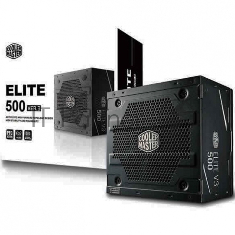 Блок питания 500 Ватт Power Supply Cooler Master Elite V3 500, 500W, ATX, 120mm, 3xSATA, 1xPCI-E(6+2), APFC